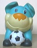 chien footballeur vert